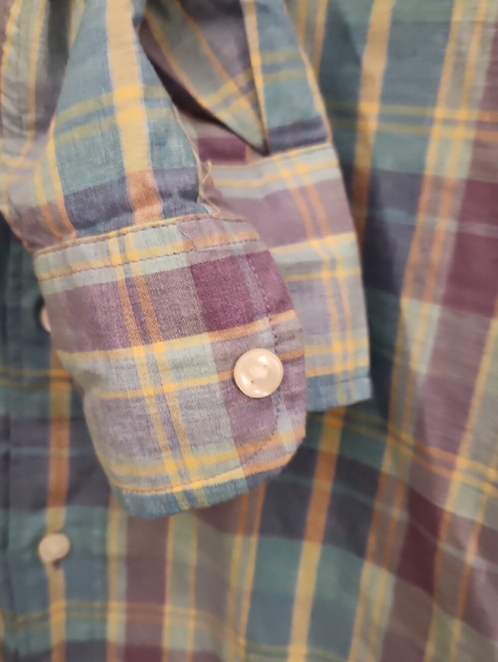 J.Crew Men’s Medium Pastel Plaid Button Down Shirt Blue Purple Long Sleeve - Picture 6 of 8